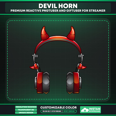 Vtuber Headphone with Demonic and Horror theme spooky vtuber