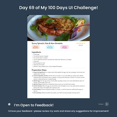 Day 69/100 - Recipe Preparation Screen 100 days of ui