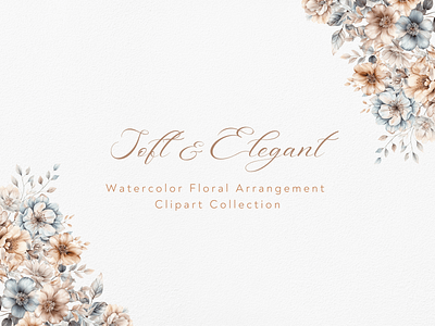 Soft & Elegant Watercolor Floral Arrangement Clipart Collection arrangement bloom blossom botanical bouquet clipart clipart bundle clipart set cute design digital art drawing elegant floral flower illustration painting watercolor