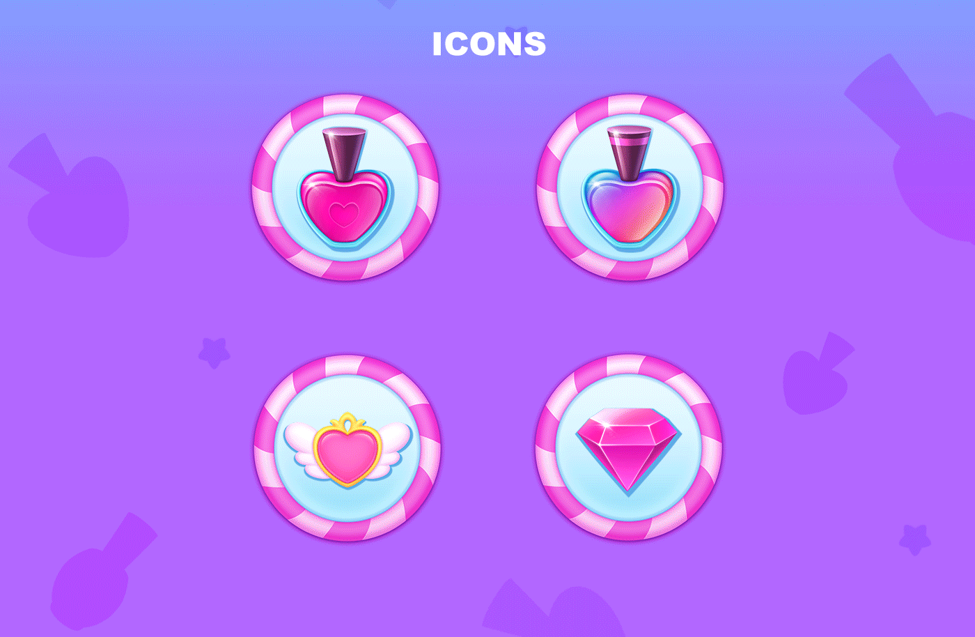 Game icons for Nail Salon mobile game.2D animation 2dart children illustrate game design gameicon gems icons illustration logo nail polish stikers ui uidesign ux