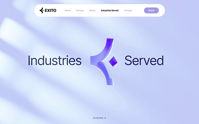 Exito website industries served page 3D animation 3d 3d animation ai artificial artificial intelligence landing landing page landingpage trading web web design web3 webdesign website