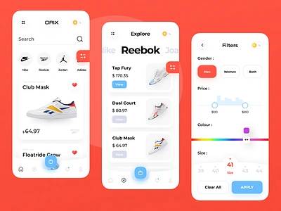 Sneakers App app branding design illustration mobileui typography ui ui ux design uidesign ux