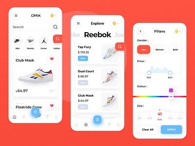 Sneakers App app branding design illustration mobileui typography ui ui ux design uidesign ux