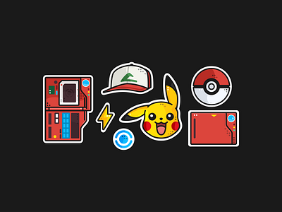 Pokemon set branding design game graphic design icon icon set illustration japan logo nintendo pikachu poke poke ball pokemon pokemon go vector video game