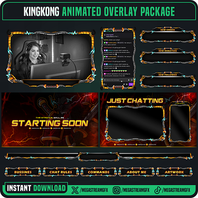 Kingkong Bushido Overlay Package - Stream Overlay pack Japanese overlay dark