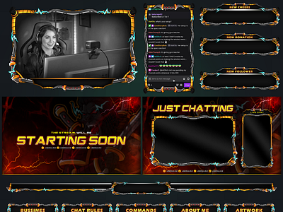 Kingkong Bushido Overlay Package - Stream Overlay pack Japanese overlay dark