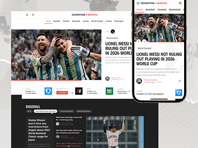 Overtime Heroics: Home article blog clean design desktop home interface layout minimal mobile modern news overtime heroics page responsive sports trends typography ui ux user experience