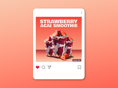 Strawberry Acai Smoothie Product Poster Design ads design advertising banner banner design creative ads digital ads design food banner food poster graphic design manipulation poster design product design social media design social media post