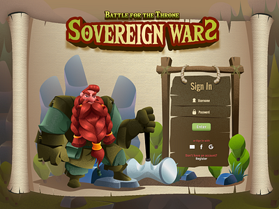 Sovereign Wars - Game Login Page Illustration blog character character design character games flat illustration fun game game illustration graphic design home page illustration kingdom landing page login page signup page vector website