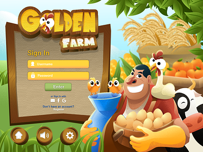 Golden Farm - Game Login Page Illustration blog cover farm and nature farm games farm illustration flat design game page games golder farm graphic design illustation landing page login page nature vector website