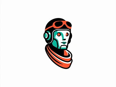 Aviator Robot Logo adventure aviation aviator bot branding design emblem gaming icon identity illustration logo mark mascot pilot retro robot symbol tech vector