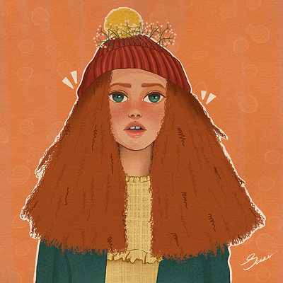 Autumn Vibes: Girl in Beanie and Sweater art cartoon design draw graphic design hand draw illustration