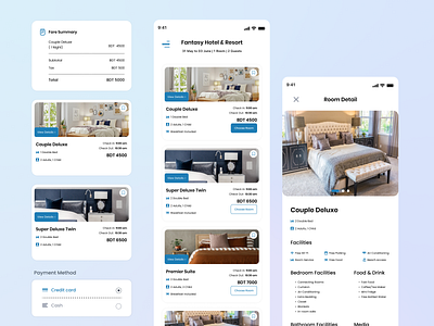 Travel Application - Hotel Selection, Details & Booking Summary booking application card desgin hotal booking minimal mobile ui card order order summary room booking tour app tour application tour mobile application travel travel app travel application travel ui design ui ui card design ui design user interface design