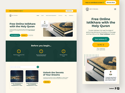 Best Istikhara - A Guided Prayer Experience landing page ui website