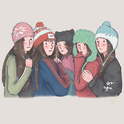 NewJeans Fanart: Cozy Winter Style art cartoon design draw fanart graphic design hand draw illustration