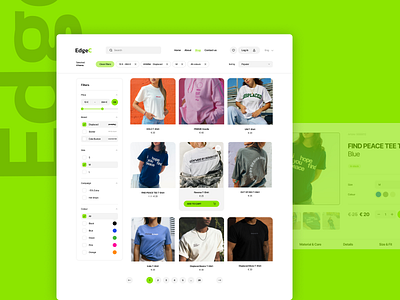 EdgeC E-commerce UI Design accent green design e commerce e commerce ui fashion store filter options filters green minimalism product page product showcase shopping ui uiux design user interface ux ux design visual design web design