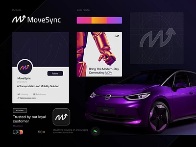 MoveSync - Transportation and Mobility Branding brand brand identity branding car design futuristic graphic design logo logo brand identity logo branding logo design logo motion mobility motion motion graphics orange purple transportation vector vektora