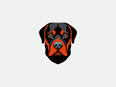 Rottweiler Logo animal branding design dog emblem friend icon illustration logo mark modern pet playful rottweiler sports symmetry vector vet