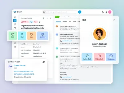 Krayin CRM contact management crm crm dashboard crm for businessess crm ui customer relationships customer support dashboard ui data and analytics design design webkul free open source crm solution krayin crm krayin crm ui marketing open source crm sales management ui design ui ux webkul design