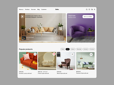 Sufas - Furniture Ecommerce Concept (Web) e commers furniture furniture web ui web web design