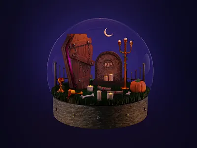 Vampire's Treasures 3D 3d 3d art 3d blender 3d design 3d halloween 3d illustration 3d modeling blender candles coffin design digital art graphic design halloween illustration pumpkin render vampire