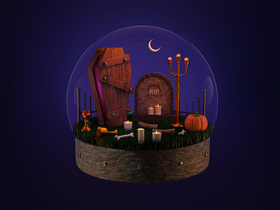 Vampire's Treasures 3D 3d 3d art 3d design 3d halloween 3d illustration 3d modeling blender candles coffin design digital art graphic design halloween illustration motion graphics pumpkin render typography vampire vector