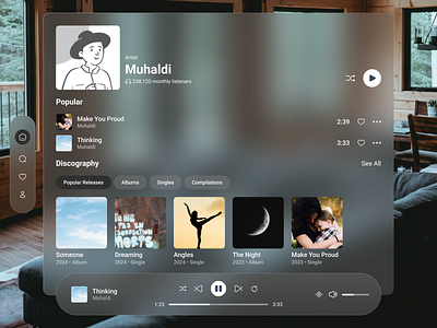 MPlay - Music Player apple apple vision blur design glass glassmorph home music music player play smart smart home song songs ui vision