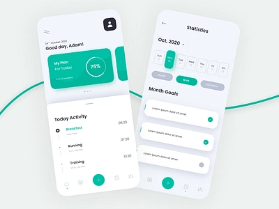 Fitness Goal Tracker App Design Concept app app design app design concept card design clean design app daily goal app date picker design drinking tracker fitness fitness goal fitter app goal tracker minimal design running tracker app tracker app ui ux walking tracker