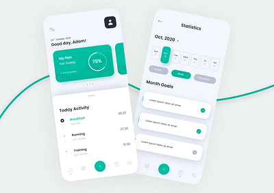 Fitness Goal Tracker App Design Concept app app design app design concept card design clean design app daily goal app date picker design drinking tracker fitness fitness goal fitter app goal tracker minimal design running tracker app tracker app ui ux walking tracker