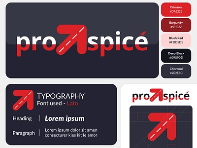 Prospicé Logo Design arrow branding color palette logo printers prospicé red trucking typography