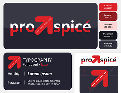 Prospicé Logo Design arrow branding color palette logo printers prospicé red trucking typography