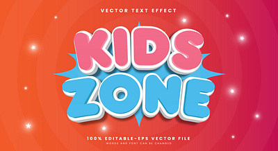 Kids Zone 3d editable text style Template game