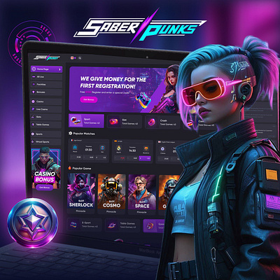 Cyberpunk Casino Website – Enter the Future of Gaming casino style casino website cyber cyber punk design design inspiratio figma design futuristic game design hi tech illustration lime agency neon premium design sci fi ui uiux web design webdesign studio