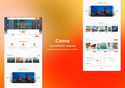 Canva travel website landing page product design template ui ui design uiux ux web design