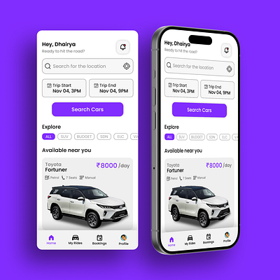 Day 12/100 - Car Rental App UI ui