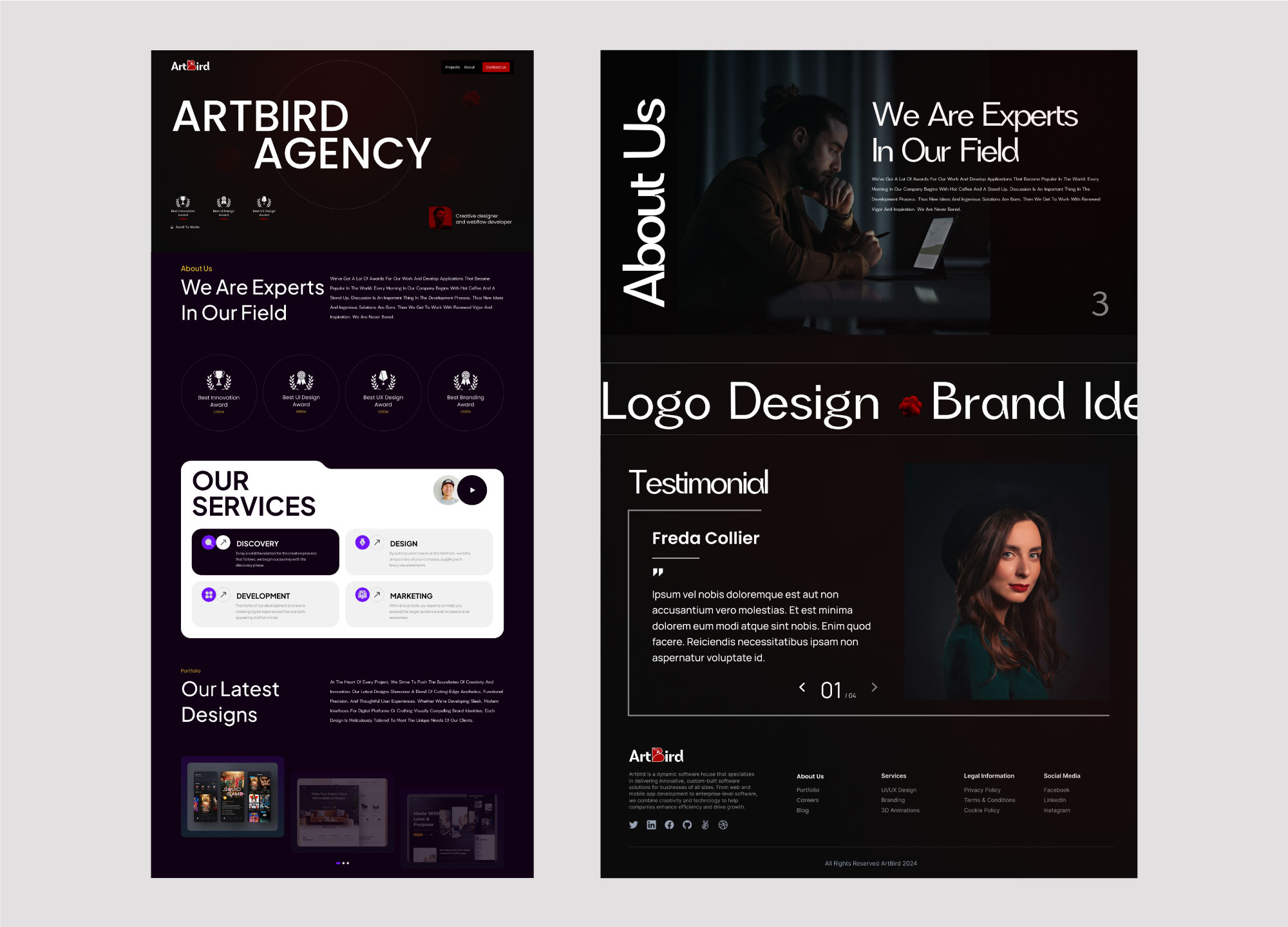 Example of Ui Design For "Art Bird Agency"