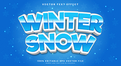 Winter Snow 3d editable text style Template frozen theme