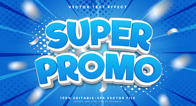 Super Promo 3d editable text style Template discount