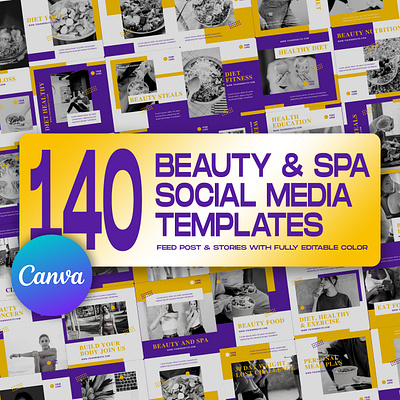 140 Beauty & Spa Social Media Templates beauty beauty spa canva template graphic design instagram feed instagram post template instagram stories template social media banner social media kit social media pack social media template spa