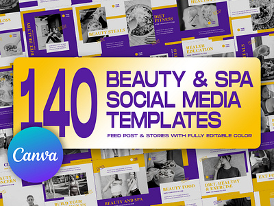 140 Beauty & Spa Social Media Templates beauty beauty spa canva template graphic design instagram feed instagram post template instagram stories template social media banner social media kit social media pack social media template spa