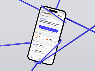 GermIQ - German Naturalisation Test app design ios app design minimal app product questionnare talha majeed test app uxui