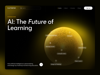 AI Website for Education ai ai powered learning platform ai ui ai web design ai webdesign ai website android artificial education educational ai software educational website fluttertop hero section intelligence ios web web design webdesign website design website education