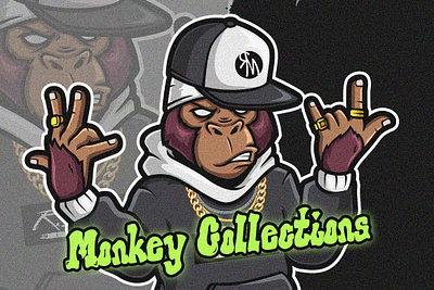 Monkey Mascot Logo Collections animal logo artwork brand identity branding cartoon cartoon character cartoon logo character design design graffiti graphic design illustration logo mascot logo monkey streetwear tshirt design tshirt illustration urban vector