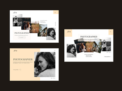 Landing page in variants for photographer busyness design landing life style photo photographer ui ux web design