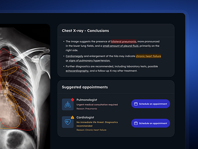 X-ray Diagnosis – AI-Powered Image-to-Text Analysis ai app dark dark mode diagnosis doctor image image to text medical poc scan ui x ray xray