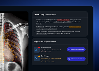 X-ray Diagnosis – AI-Powered Image-to-Text Analysis ai app dark dark mode diagnosis doctor image image to text medical poc scan ui x ray xray