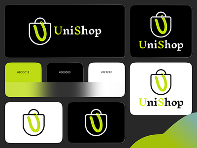 UniShop | eCommerce Logo black theme branding ecommerce logo logo modern logo shop shopping unique logo white theme