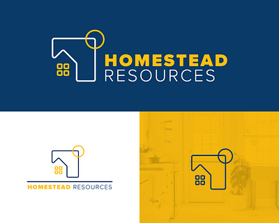 Nonprofit Brand - Unused abstract bold brand identity branding clean geometric home homeownership homestead lines logo logomark minimalist navy negative space resources simple thin wordmark yellow