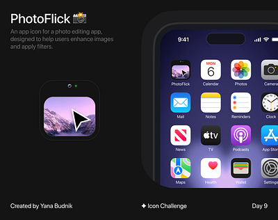 PhotoFlick - App Icon app icon branding enhance filters ios logo photo editor ui vector