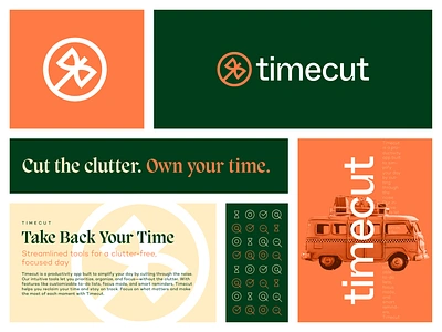 Timecut Visual Identity ai app icon branding branding for startup fintech hourglass icon logo logodesign logodesigner mark minimal modern saas simple logo software startup brand identity symbol time